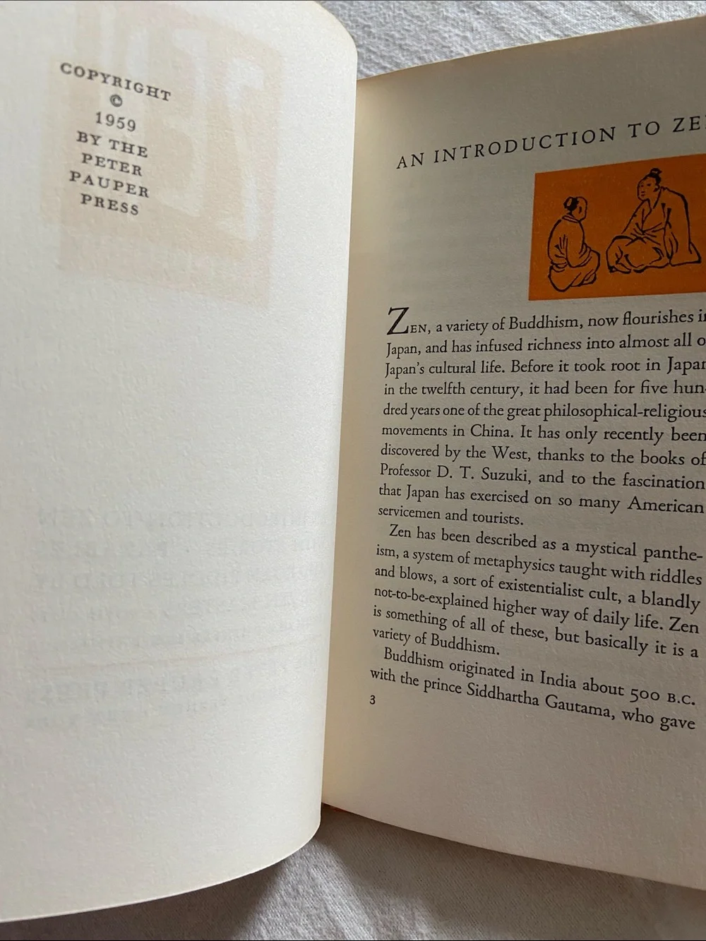 Vintage 1st edition 50s 1950s Zen Buddhism Orange Floral Buddhist stories book - Picture 2 of 11